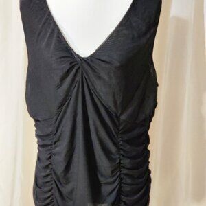 NWT- Black Mesh Ruche Detailed Tank